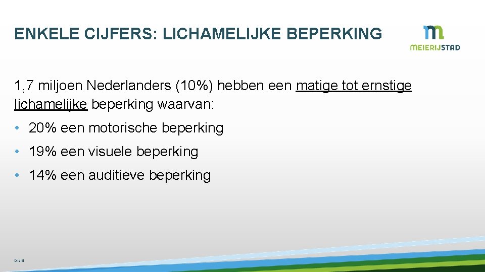 ENKELE CIJFERS: LICHAMELIJKE BEPERKING 1, 7 miljoen Nederlanders (10%) hebben een matige tot ernstige