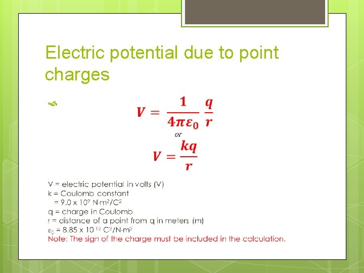 Electric potential due to point charges 