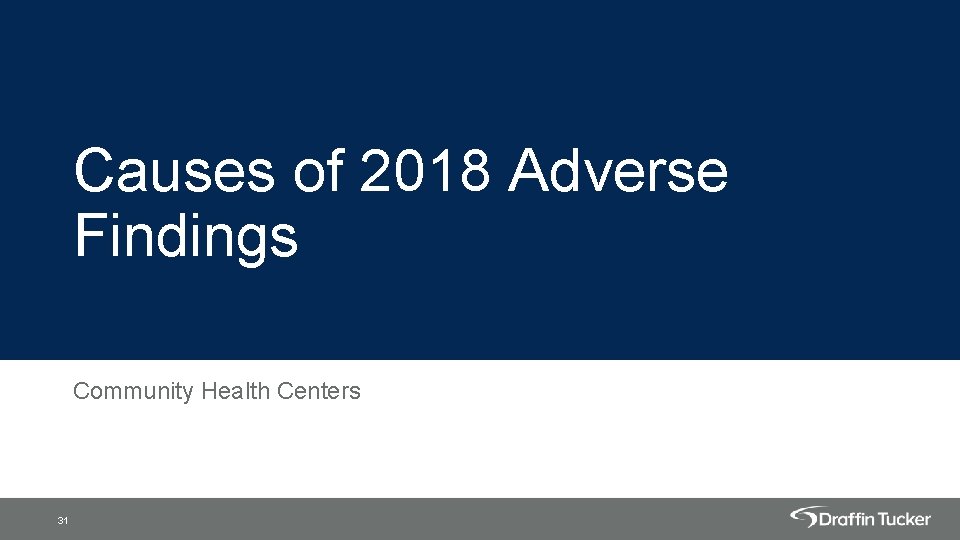 Causes of 2018 Adverse Findings Community Health Centers 31 