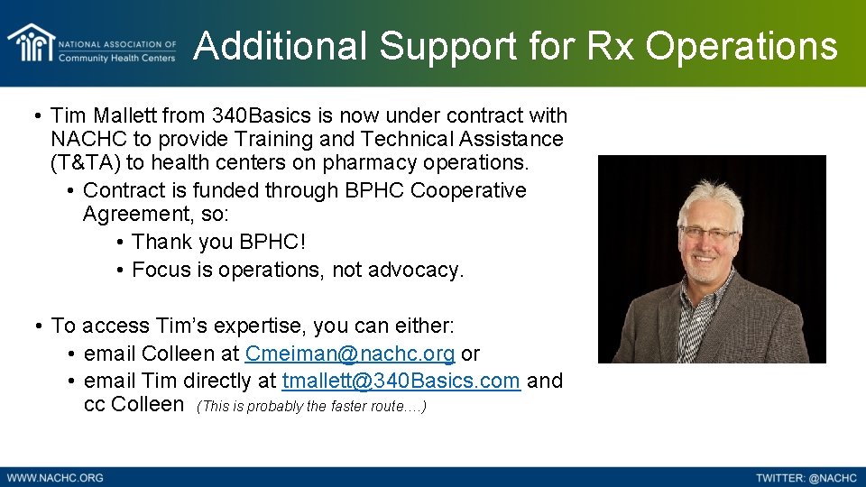 Additional Support for Rx Operations • Tim Mallett from 340 Basics is now under