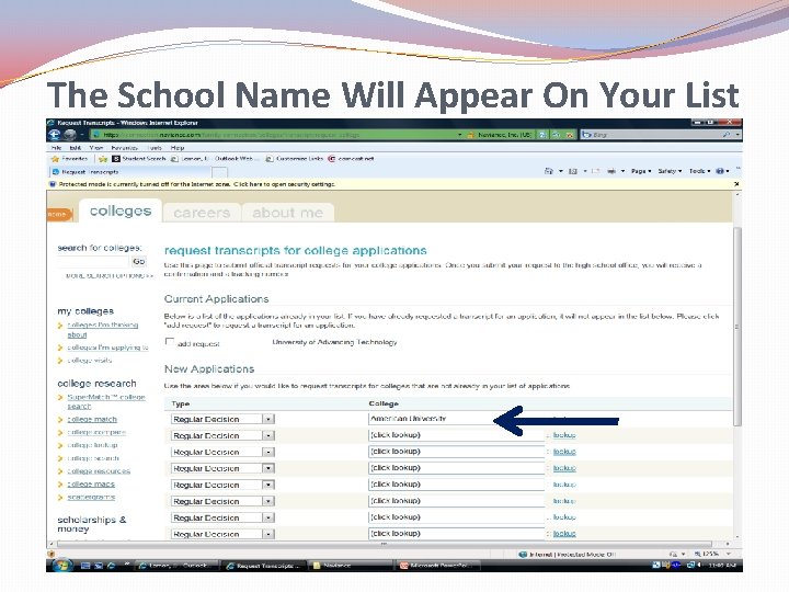 The School Name Will Appear On Your List 