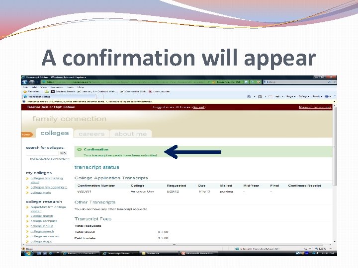 A confirmation will appear 