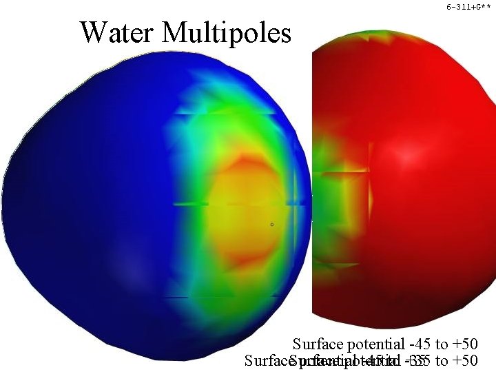 6 -311+G** Water Multipoles Surface potential -45 to +50 Surface potential -45 to -35