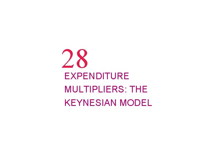 28 EXPENDITURE MULTIPLIERS: THE KEYNESIAN MODEL 