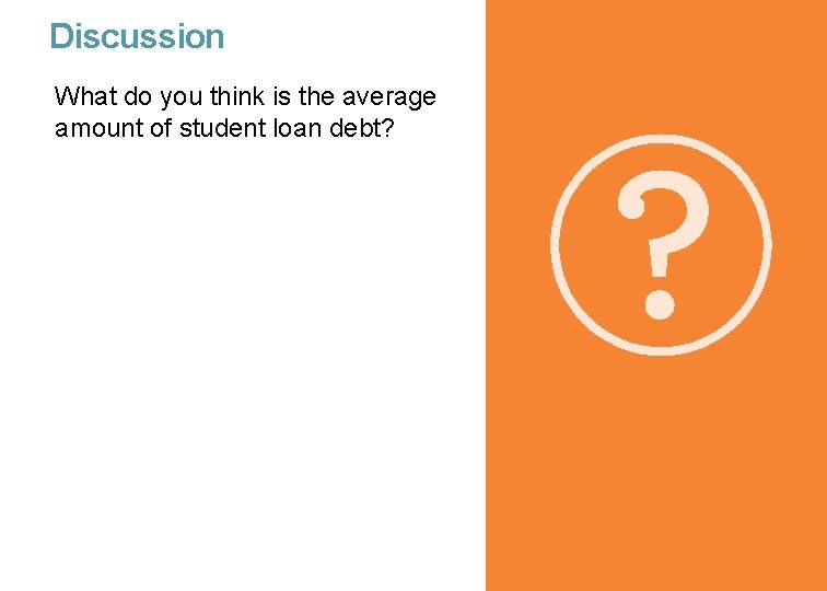 Discussion What do you think is the average amount of student loan debt? 14