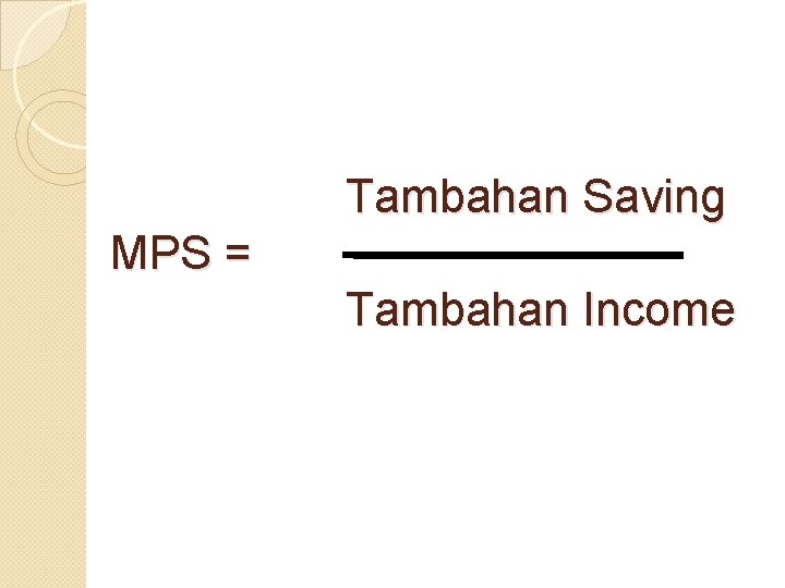 Tambahan Saving MPS = Tambahan Income 