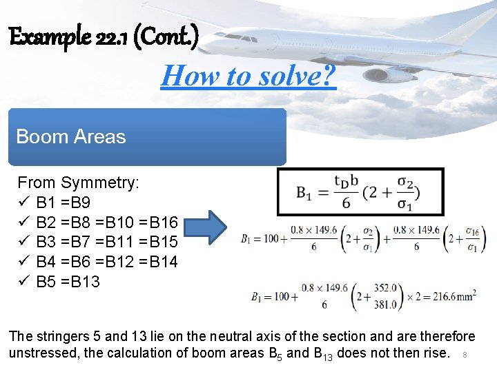 Example 22. 1 (Cont. ) How to solve? Boom Areas From Symmetry: ü B