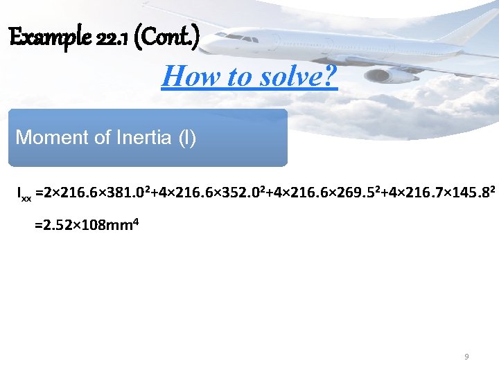 Example 22. 1 (Cont. ) How to solve? Moment of Inertia (I) Ixx =2×