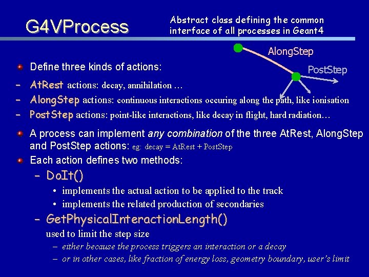 G 4 VProcess Abstract class defining the common interface of all processes in Geant