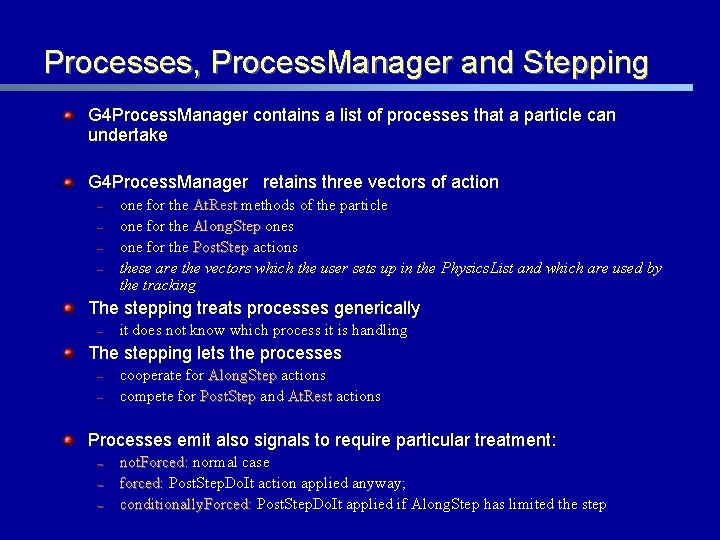 Processes, Process. Manager and Stepping G 4 Process. Manager contains a list of processes