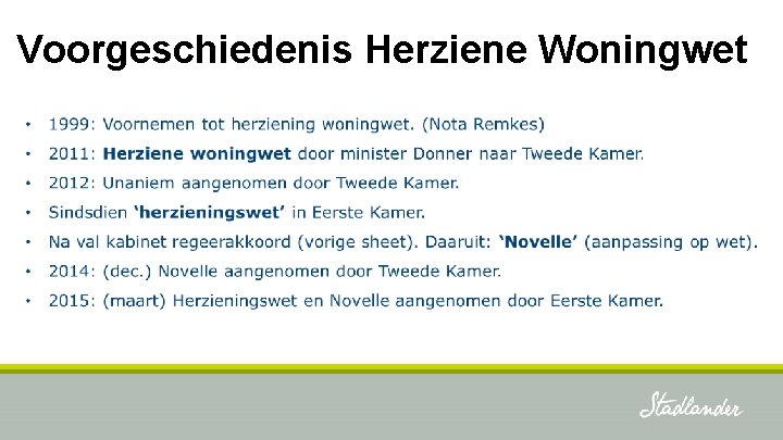 Voorgeschiedenis Herziene Woningwet 