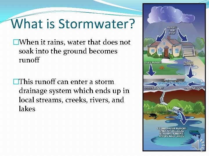 What is Stormwater? �When it rains, water that does not soak into the ground