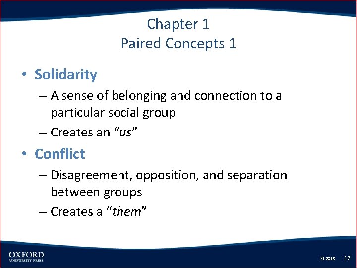Chapter 1 Paired Concepts 1 • Solidarity – A sense of belonging and connection