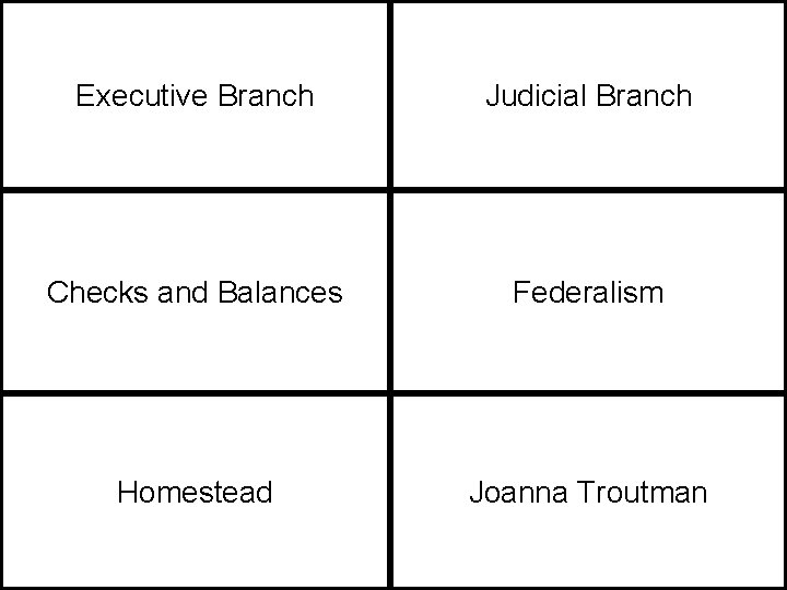 Executive Branch Judicial Branch Checks and Balances Federalism Homestead Joanna Troutman 