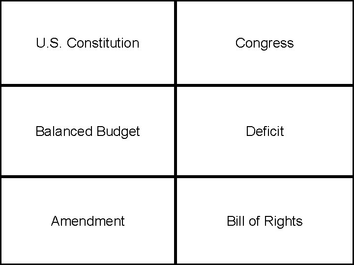 U. S. Constitution Congress Balanced Budget Deficit Amendment Bill of Rights 