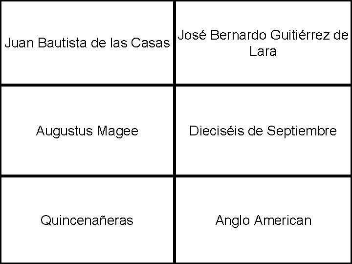 José Bernardo Guitiérrez de Juan Bautista de las Casas Lara Augustus Magee Dieciséis de