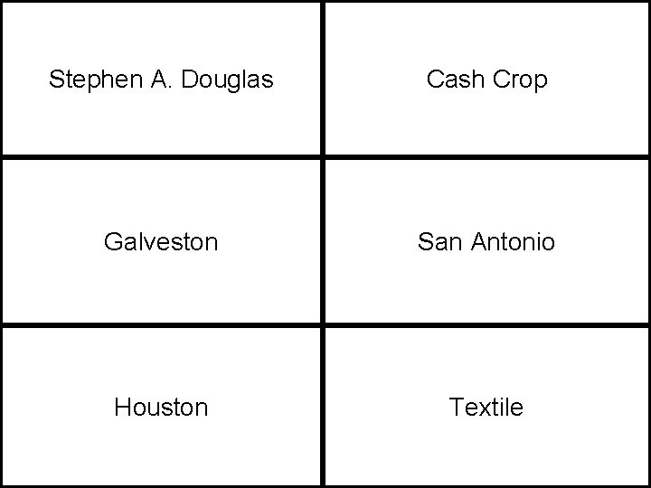 Stephen A. Douglas Cash Crop Galveston San Antonio Houston Textile 