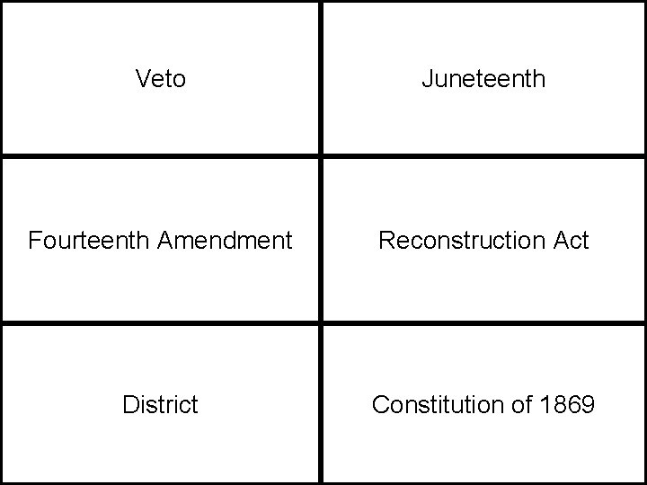 Veto Juneteenth Fourteenth Amendment Reconstruction Act District Constitution of 1869 