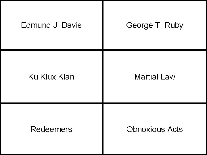 Edmund J. Davis George T. Ruby Ku Klux Klan Martial Law Redeemers Obnoxious Acts