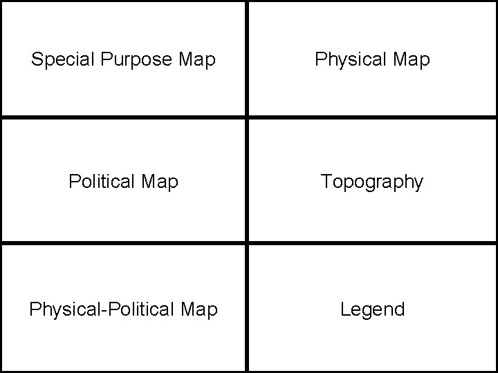 Special Purpose Map Physical Map Political Map Topography Physical-Political Map Legend 