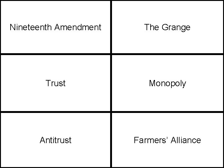 Nineteenth Amendment The Grange Trust Monopoly Antitrust Farmers’ Alliance 