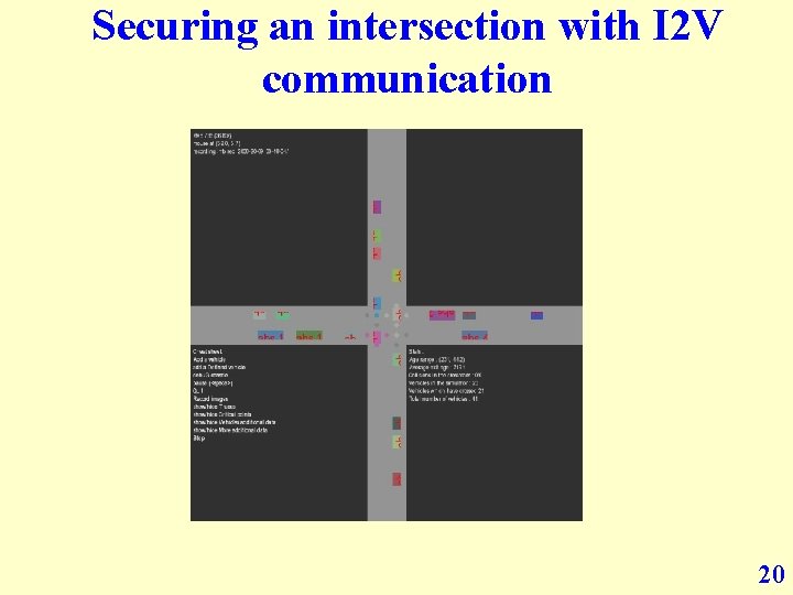 Securing an intersection with I 2 V communication 20 