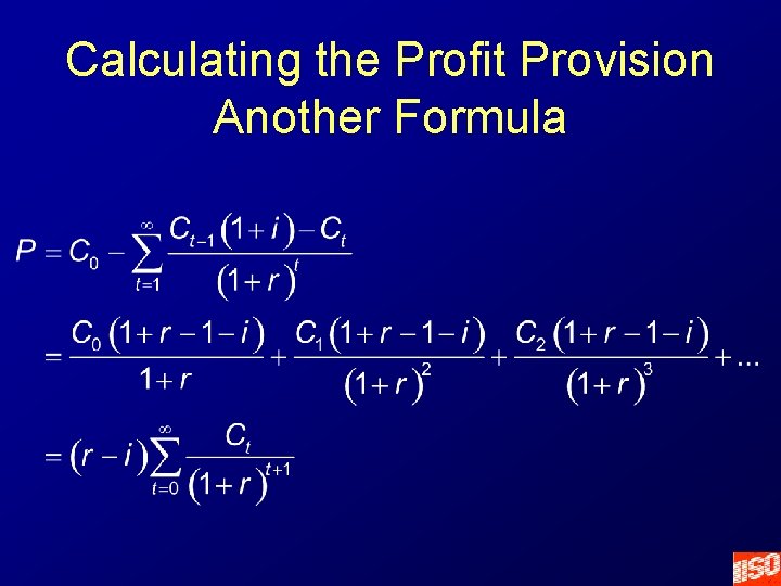 Calculating the Profit Provision Another Formula 