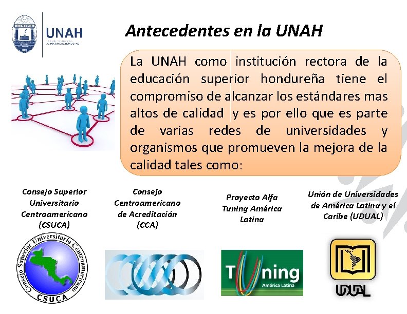 Antecedentes en la UNAH La UNAH como institución rectora de la educación superior hondureña