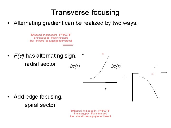 Transverse focusing • Alternating gradient can be realized by two ways. • F(q) has