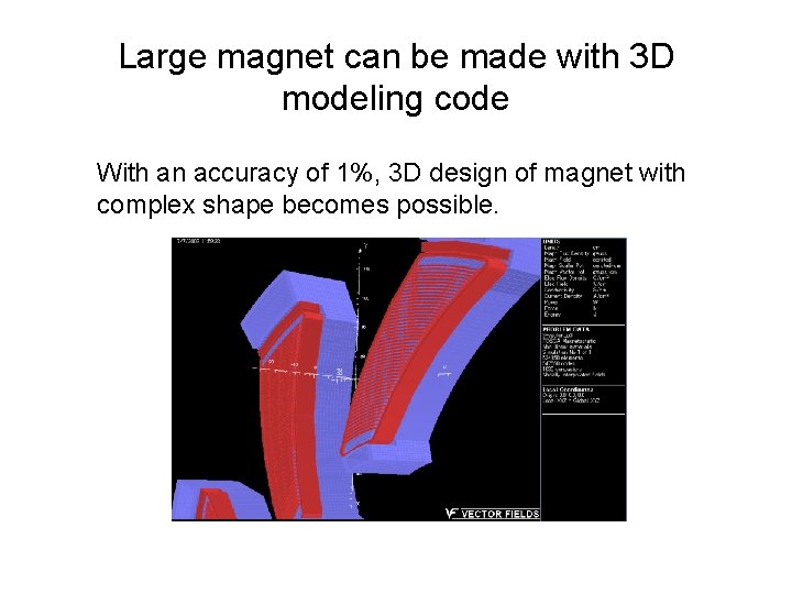 Large magnet can be made with 3 D modeling code With an accuracy of