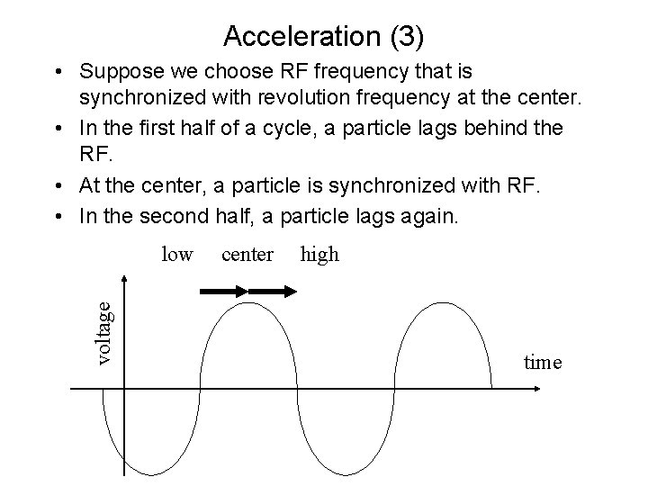 Acceleration (3) • Suppose we choose RF frequency that is synchronized with revolution frequency