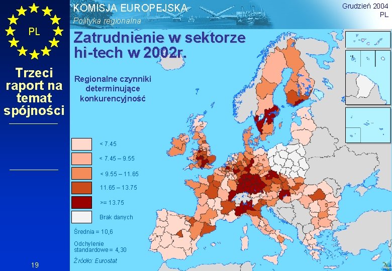 KOMISJA EUROPEJSKA Polityka regionalna PL Trzeci raport na temat spójności Zatrudnienie w sektorze hi-tech