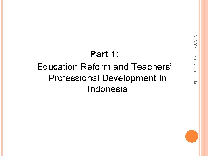 12/17/2021 Marsigit, Indonesia Part 1: Education Reform and Teachers’ Professional Development In Indonesia 