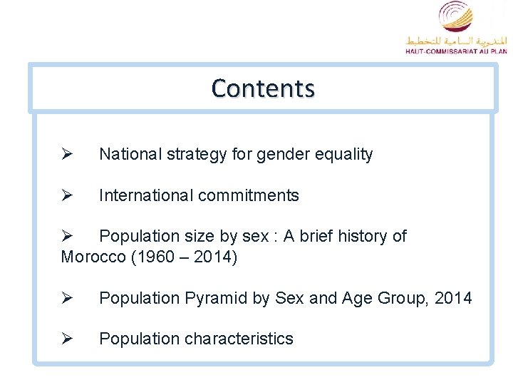 Course Title |This is the slide title Contents Ø National strategy for gender equality