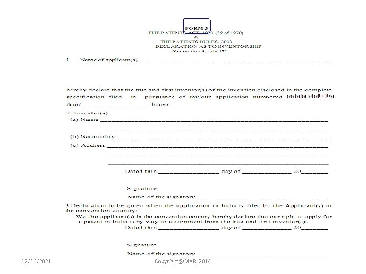 Cont… 12/16/2021 Copyright@MAR, 51 2014 