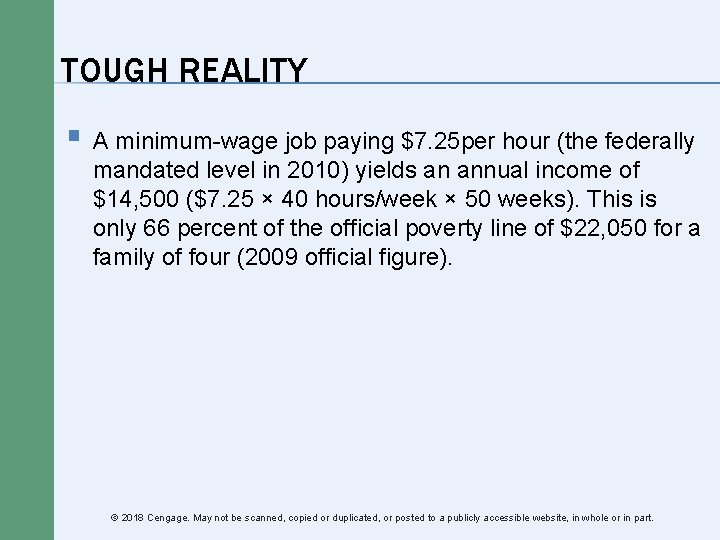 TOUGH REALITY § A minimum-wage job paying $7. 25 per hour (the federally mandated TOUGH REALITY § A minimum-wage job paying $7. 25 per hour (the federally mandated
