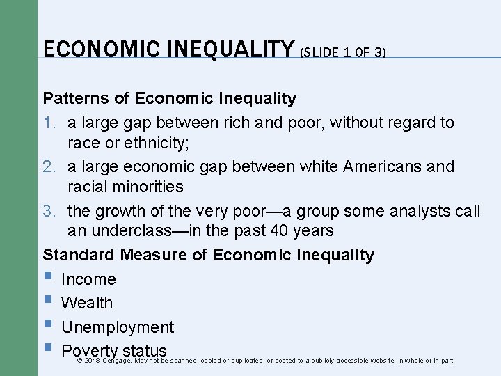 ECONOMIC INEQUALITY (SLIDE 1 OF 3) Patterns of Economic Inequality 1. a large gap ECONOMIC INEQUALITY (SLIDE 1 OF 3) Patterns of Economic Inequality 1. a large gap
