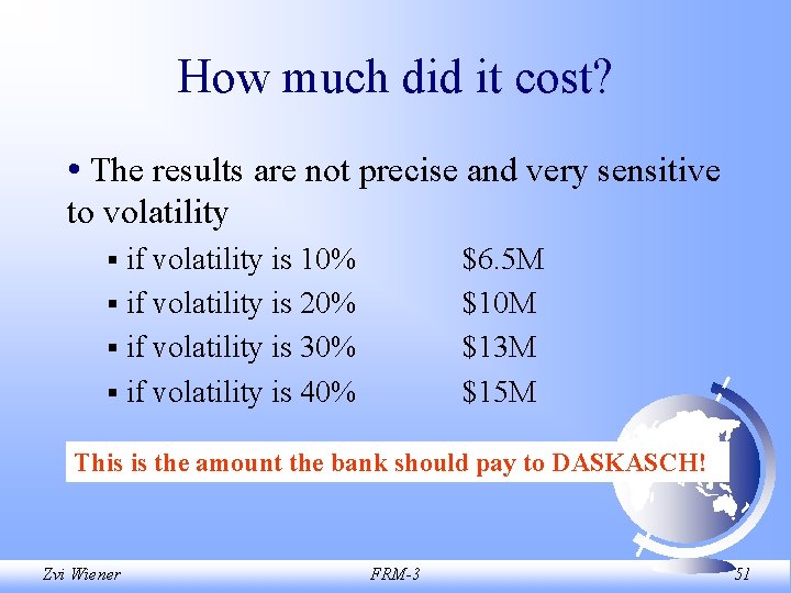 How much did it cost? • The results are not precise and very sensitive