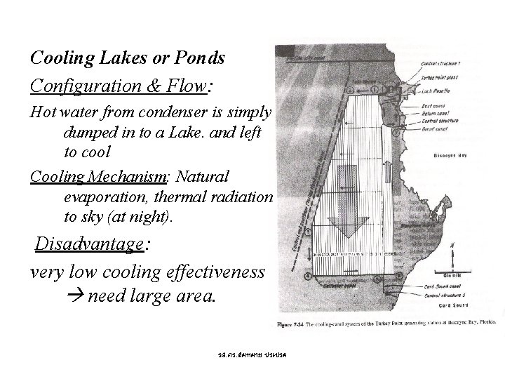 Cooling Lakes or Ponds Configuration & Flow: Hot water from condenser is simply dumped