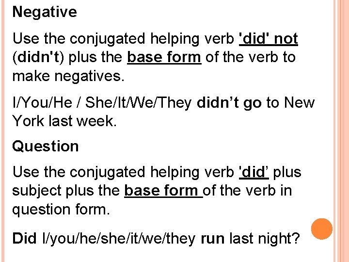 MODULE 2 VERBS Past Simple Regular ded form