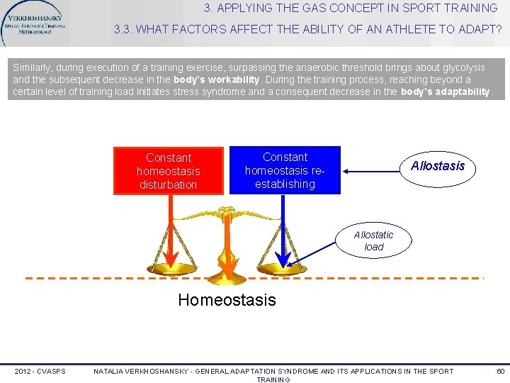 3. APPLYING THE GAS CONCEPT IN SPORT TRAINING 3. 3. WHAT FACTORS AFFECT THE