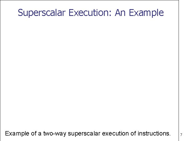 Superscalar Execution: An Example of a two-way superscalar execution of instructions. 7 