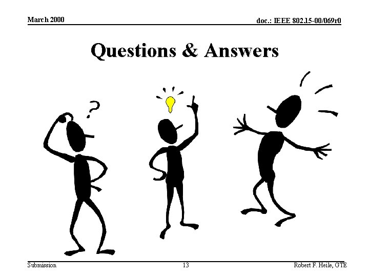 March 2000 doc. : IEEE 802. 15 -00/069 r 0 Questions & Answers Submission
