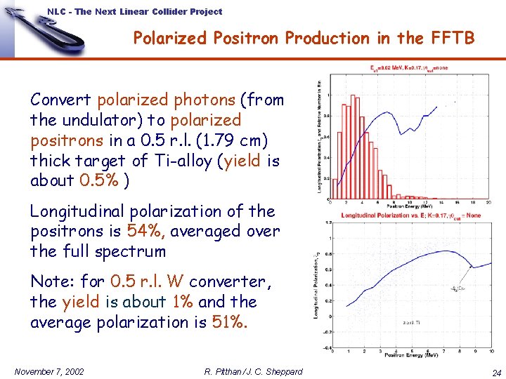 NLC - The Next Linear Collider Project Polarized Positron Production in the FFTB Convert