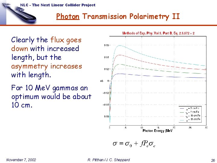 NLC - The Next Linear Collider Project Photon Transmission Polarimetry II Clearly the flux