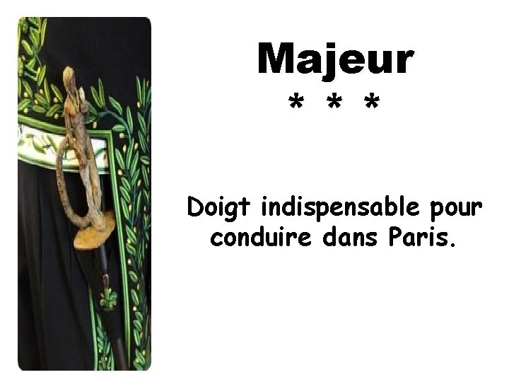 Majeur *** Doigt indispensable pour conduire dans Paris. 