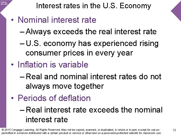 Interest rates in the U. S. Economy • Nominal interest rate – Always exceeds