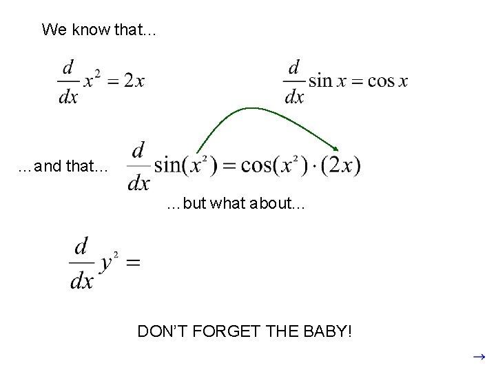 We know that… …and that… …but what about… DON’T FORGET THE BABY! 