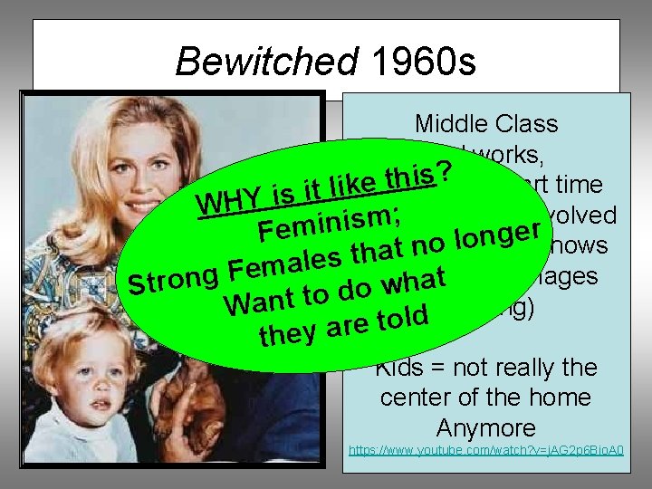 Bewitched 1960 s Middle Class Dad works, ? s i h t e Mom