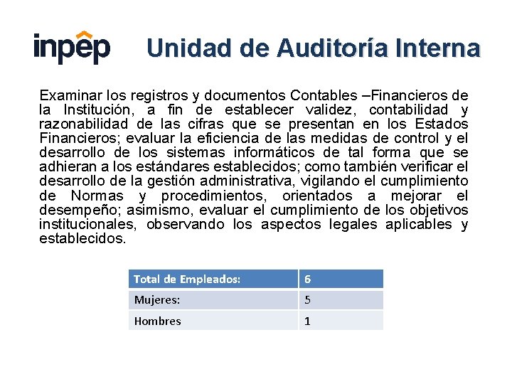 Unidad de Auditoría Interna Examinar los registros y documentos Contables –Financieros de la Institución,